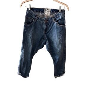 NWT One Teaspoon Sz 26 Pink Ford Lonely Boy Low Waist Straight Leg Cropped Jeans